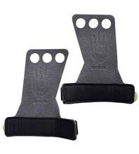 Load image into Gallery viewer, 1 Pair Bear Komplex Diamond 3-Hole Gymnastic Grips with Green Velcro Strap showing Inner Lining | FreeAthlete