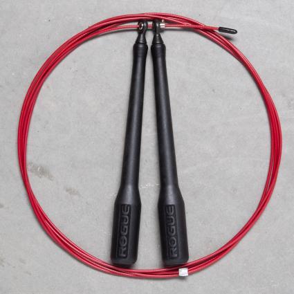 Rogue SR-1L Long Handle Bearing Speed Rope with Black Handle and Red Rope